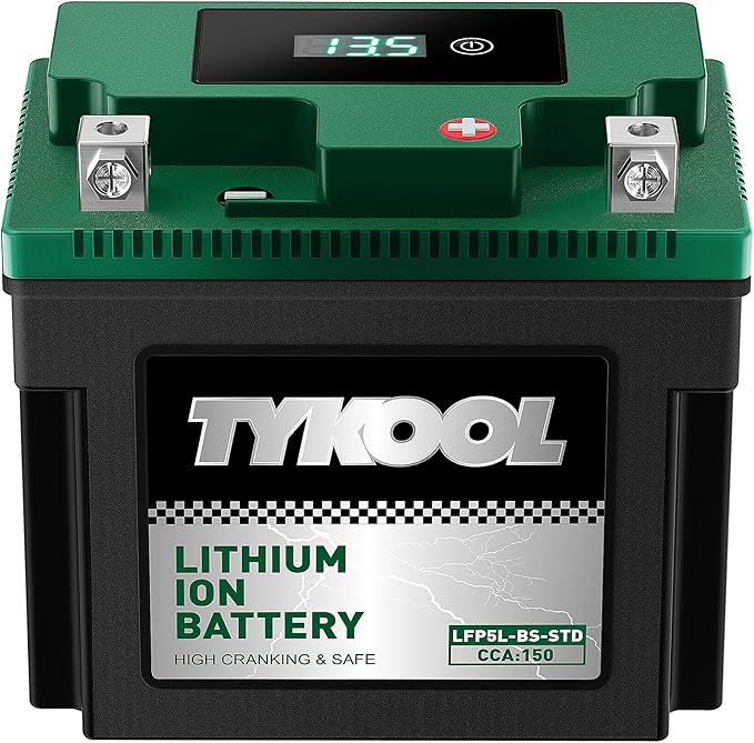 TYKOOL YTX5L-BS YTZ7S 2X Cranking Amps 150A, Lithium LiFePO4 Motorcycle Battery by TYKOOL