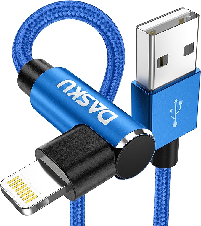 Dasku iPhone Charger 6FT 90 Degree Charging Cable 2 Pack MFi Certified USB by Dasku