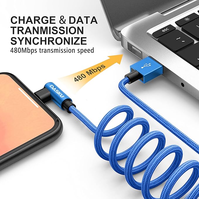 Dasku iPhone Charger 6FT 90 Degree Charging Cable 2 Pack MFi Certified USB - Image 2