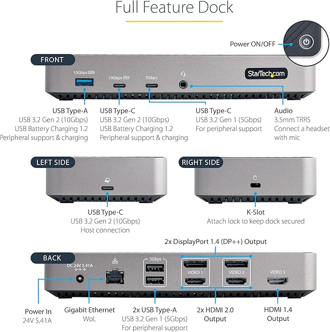 StarTech.com USB-C Triple Monitor Docking Station - Image 3