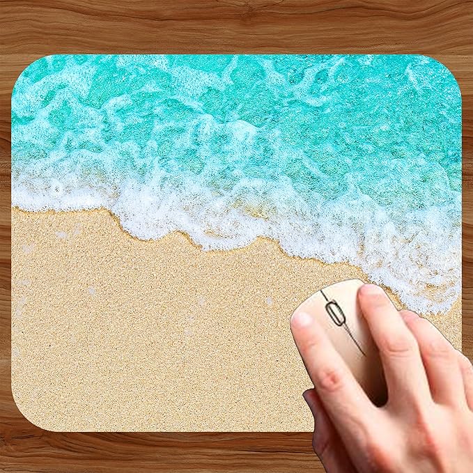 Coastal Shoreline Waves Sandy Beach Theme Mouse Pad Mat Mousepad - Image 2