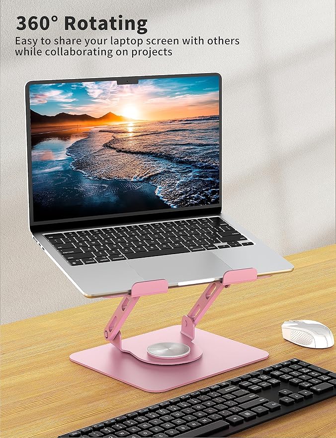 SOUNDANCE Laptop Stand with 360° Rotating Base, Ergonomic Computer Riser - Image 2