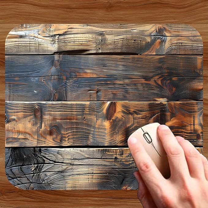 Rustic Wood Decorative Colorful Mouse Pad Mat Mousepad - Image 2