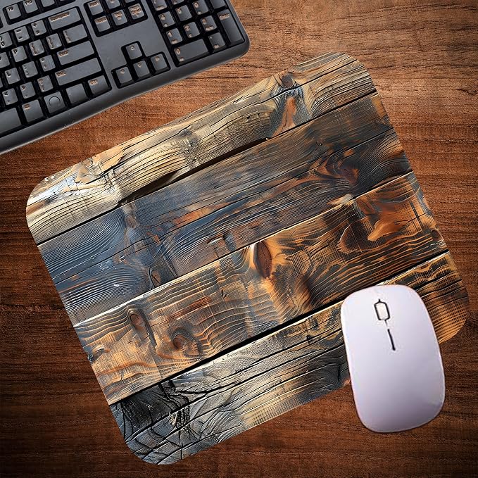 Rustic Wood Decorative Colorful Mouse Pad Mat Mousepad - Image 4