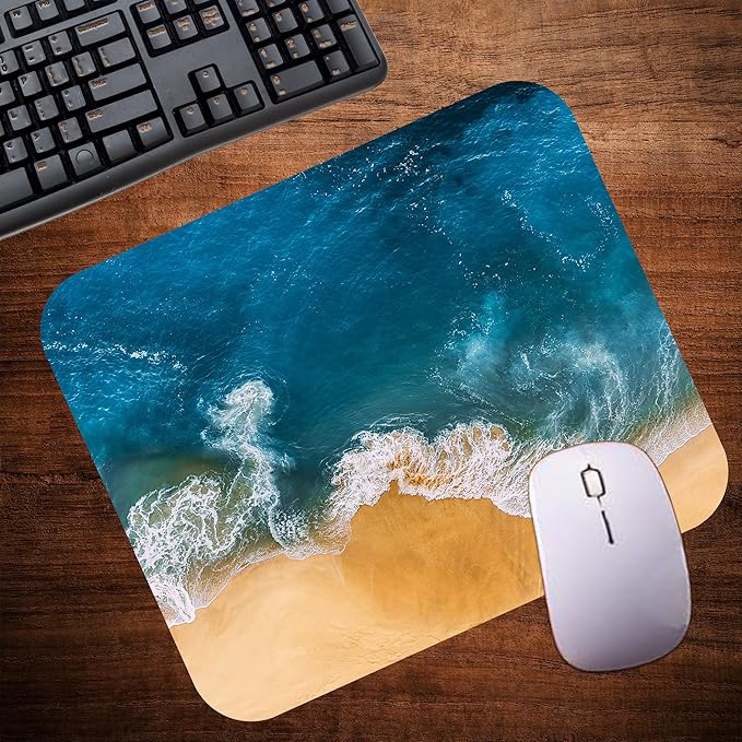 Coastal Shoreline Waves Sandy Beach Theme Mouse Pad Mat Mousepad - Image 4