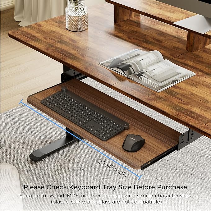 EUREKA ERGONOMIC Adjustable Keyboard Tray Under Desk, 28x11 Inch Large Slide - Image 2